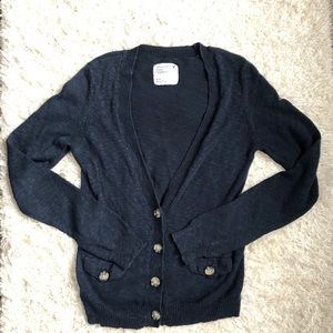 Navy American Eagle Half Button Down Cardigan
